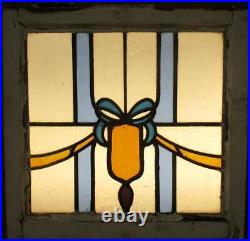 OLD ENGLISH LEADED STAINED GLASS WINDOW Beautiful Bow 20.5 x 20
