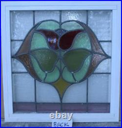 OLD ENGLISH LEADED STAINED GLASS WINDOW Beautiful Floral 19 x 19.75