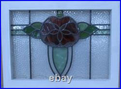 OLD ENGLISH LEADED STAINED GLASS WINDOW Beautiful Floral 20.5 x 15.25