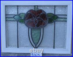 OLD ENGLISH LEADED STAINED GLASS WINDOW Beautiful Floral 20.5 x 15.25
