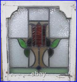 OLD ENGLISH LEADED STAINED GLASS WINDOW Beautiful Floral 20 x 22