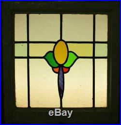 OLD ENGLISH LEADED STAINED GLASS WINDOW Colorful Abstract Design 19.75 x 21