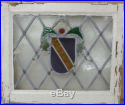 OLD ENGLISH LEADED STAINED GLASS WINDOW Colorful Diamond Lead Shield 20 x 16.5