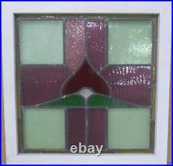 OLD ENGLISH LEADED STAINED GLASS WINDOW Colorful Floral 19.75 x 19.75