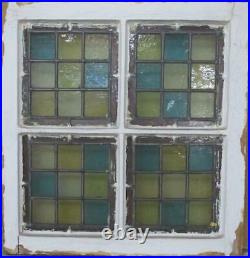 OLD ENGLISH LEADED STAINED GLASS WINDOW Colorful Geometric 20.5 x 21.25