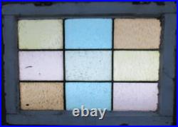OLD ENGLISH LEADED STAINED GLASS WINDOW Colorful Geometric 22 x 15.75