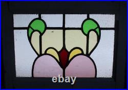 OLD ENGLISH LEADED STAINED GLASS WINDOW Cute Abstract 21.75 x 16