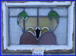 OLD ENGLISH LEADED STAINED GLASS WINDOW Cute Abstract 21.75 x 16