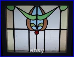 OLD ENGLISH LEADED STAINED GLASS WINDOW Cute Abstract 22 x 17.75