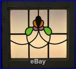 OLD ENGLISH LEADED STAINED GLASS WINDOW Cute Abstract Design 18.75 x 17.25