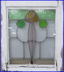 OLD ENGLISH LEADED STAINED GLASS WINDOW Cute Floral 16.5 x 19.25