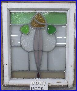 OLD ENGLISH LEADED STAINED GLASS WINDOW Cute Floral 16.5 x 19.25