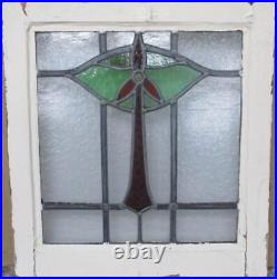 OLD ENGLISH LEADED STAINED GLASS WINDOW Cute Floral 17.5 x 18.5
