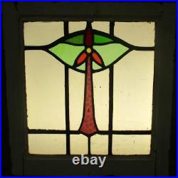 OLD ENGLISH LEADED STAINED GLASS WINDOW Cute Floral 17.5 x 18.5