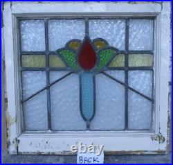 OLD ENGLISH LEADED STAINED GLASS WINDOW Cute Floral 20.5 x 19