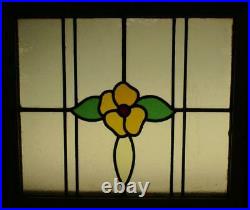 OLD ENGLISH LEADED STAINED GLASS WINDOW Cute Floral 22.5 x 19.5