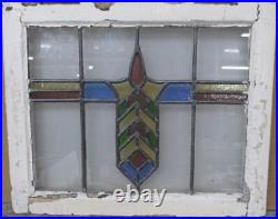 OLD ENGLISH LEADED STAINED GLASS WINDOW Cute Geometric 20.75 x 17
