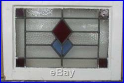 OLD ENGLISH LEADED STAINED GLASS WINDOW Diamonds 19.5 x 13.75