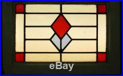 OLD ENGLISH LEADED STAINED GLASS WINDOW Diamonds 19.5 x 13.75