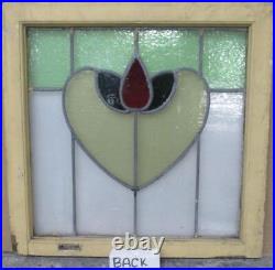 OLD ENGLISH LEADED STAINED GLASS WINDOW Floral Heart 21.25 x 21