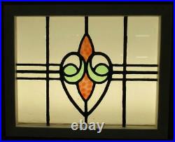 OLD ENGLISH LEADED STAINED GLASS WINDOW Floral Heart 22.75 x 18.5