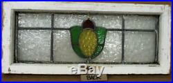 OLD ENGLISH LEADED STAINED GLASS WINDOW Floral Transom 27.5 x 11.75