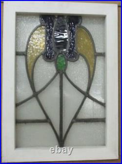 OLD ENGLISH LEADED STAINED GLASS WINDOW Flower in a Heart design 14.75 x 20.25