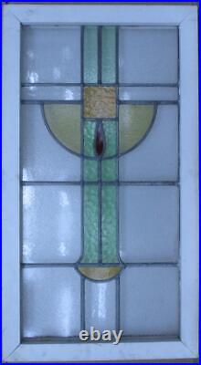 OLD ENGLISH LEADED STAINED GLASS WINDOW GEOMETRIC ABSTRACT 35 1/2 x 19 1/2