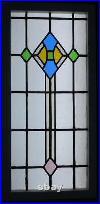 OLD ENGLISH LEADED STAINED GLASS WINDOW GEOMETRIC DIAMOND 34 1/2 x 16 1/2