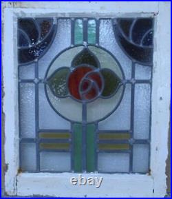 OLD ENGLISH LEADED STAINED GLASS WINDOW Geometric Floral 19 x 22.5