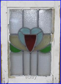 OLD ENGLISH LEADED STAINED GLASS WINDOW Geometric Heart 14 x 20.5