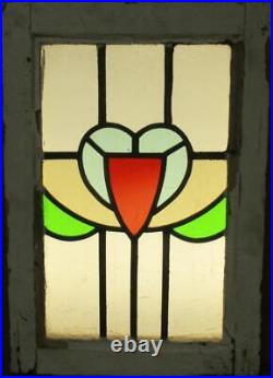OLD ENGLISH LEADED STAINED GLASS WINDOW Geometric Heart 14 x 20.5