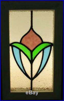OLD ENGLISH LEADED STAINED GLASS WINDOW Gorgeous Abstract Design 11 x 18