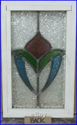 OLD ENGLISH LEADED STAINED GLASS WINDOW Gorgeous Abstract Design 11 x 18