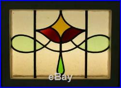 OLD ENGLISH LEADED STAINED GLASS WINDOW Gorgeous Abstract Design 20.5 x 15