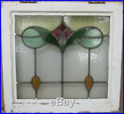 OLD ENGLISH LEADED STAINED GLASS WINDOW Gorgeous Abstract & Drops 19 x 18