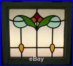 OLD ENGLISH LEADED STAINED GLASS WINDOW Gorgeous Abstract & Drops 19 x 18