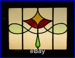 OLD ENGLISH LEADED STAINED GLASS WINDOW Gorgeous Abstract Sweep Design 22 x 17