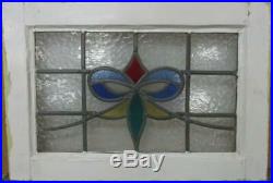 OLD ENGLISH LEADED STAINED GLASS WINDOW Gorgeous Colorful Bow Design 20.5 x 14
