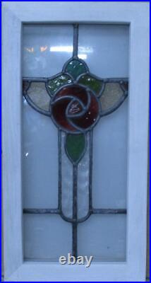 OLD ENGLISH LEADED STAINED GLASS WINDOW Gorgeous Floral 11.25 x 21.75