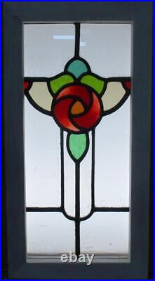 OLD ENGLISH LEADED STAINED GLASS WINDOW Gorgeous Floral 11.25 x 21.75