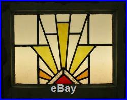 OLD ENGLISH LEADED STAINED GLASS WINDOW Gorgeous Geometric Burst 20.5 x 16.5
