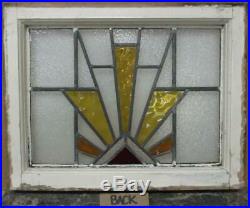 OLD ENGLISH LEADED STAINED GLASS WINDOW Gorgeous Geometric Burst 20.5 x 16.5
