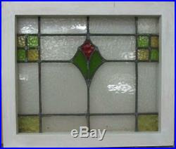 OLD ENGLISH LEADED STAINED GLASS WINDOW Gorgeous Geometric Design 19.25 x 16.5