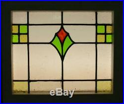 OLD ENGLISH LEADED STAINED GLASS WINDOW Gorgeous Geometric Design 19.25 x 16.5
