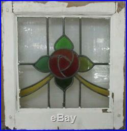 OLD ENGLISH LEADED STAINED GLASS WINDOW Gorgeous Mackintosh Rose 15.5 x 16.25