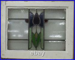 OLD ENGLISH LEADED STAINED GLASS WINDOW Gorgeous Purple Tulip 22.25 x 17