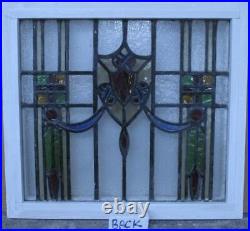OLD ENGLISH LEADED STAINED GLASS WINDOW Gorgeous Shield 20 x 18