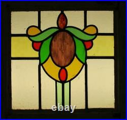 OLD ENGLISH LEADED STAINED GLASS WINDOW Lovely Floral Design 20 x 19.75