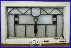 OLD ENGLISH LEADED STAINED GLASS WINDOW Lovely Textures & Jewel 24.5 x 15